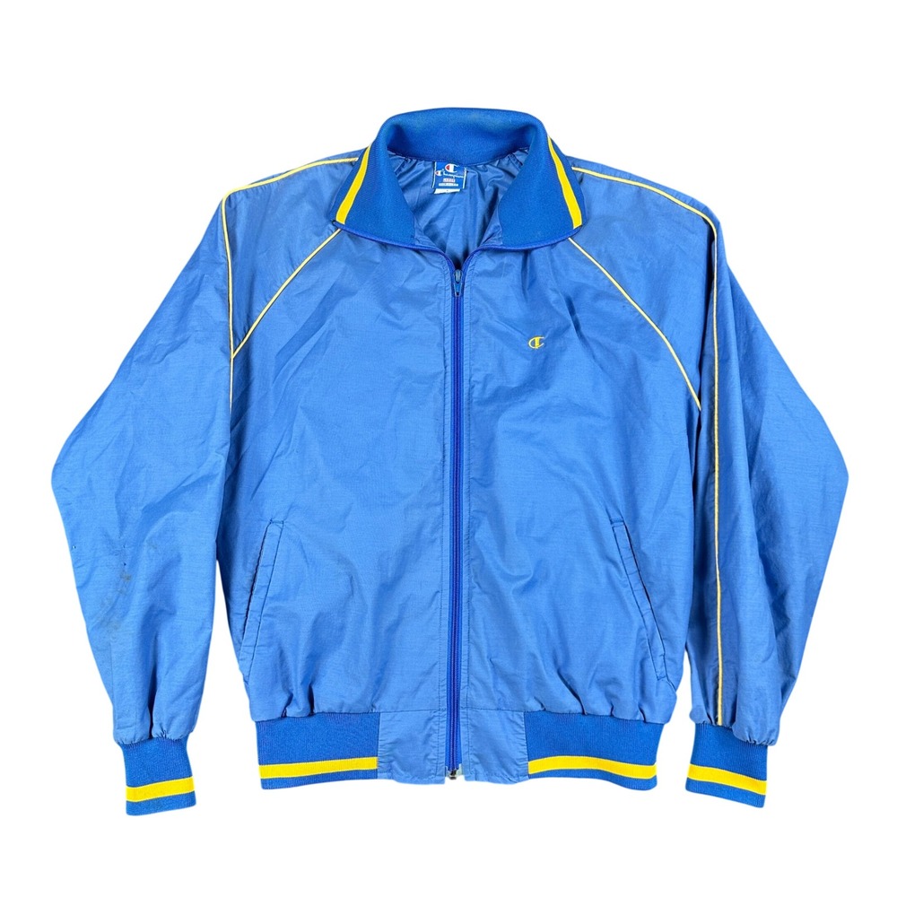 Vintage 80s Champion Windbreaker Jacket Made in USA Blue Gold UCLA Large Gorp